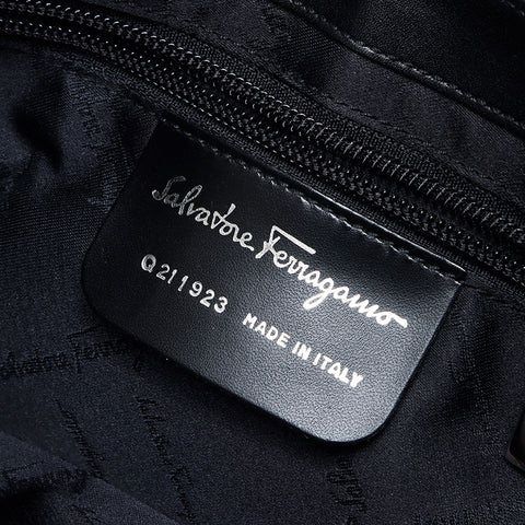 Salvatore Ferragamo银配件一个肩膀徽标肩带黑色WS12346