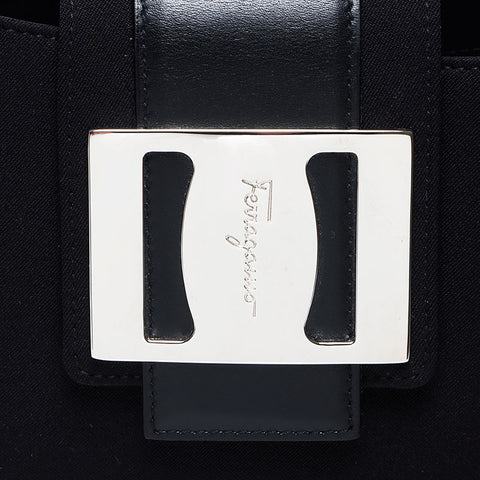 Salvatore Ferragamo银配件一个肩膀徽标肩带黑色WS12346
