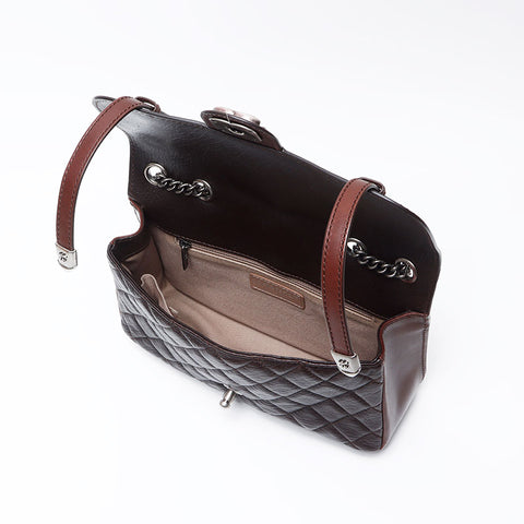 Chanel Chanel 2014 Nr. 19 Kette Leder Coco -Marke -Stollen -Umhängetasche brauner WS12348