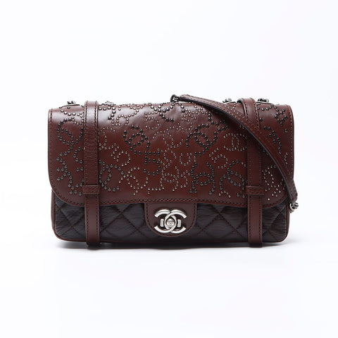 Chanel Chanel 2014 Nr. 19 Kette Leder Coco -Marke -Stollen -Umhängetasche brauner WS12348