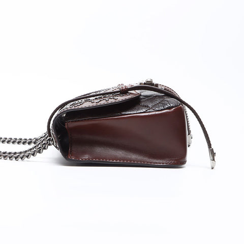 Chanel Chanel 2014 Nr. 19 Kette Leder Coco -Marke -Stollen -Umhängetasche brauner WS12348