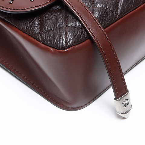 Chanel Chanel 2014 Nr. 19 Kette Leder Coco -Marke -Stollen -Umhängetasche brauner WS12348