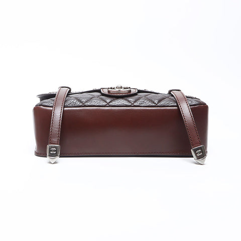 Chanel Chanel 2014 Nr. 19 Kette Leder Coco -Marke -Stollen -Umhängetasche brauner WS12348