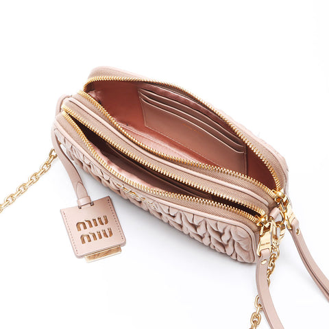 miu miu miu metrasse徽标链链肩袋粉红色WS12351