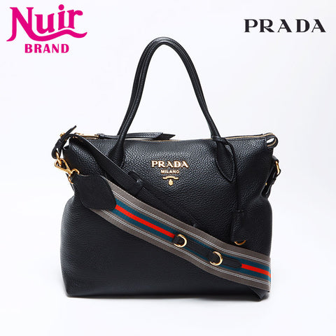 プラダ PRADA 2way ロゴ レザー ショルダーバッグ ブラック WS12353