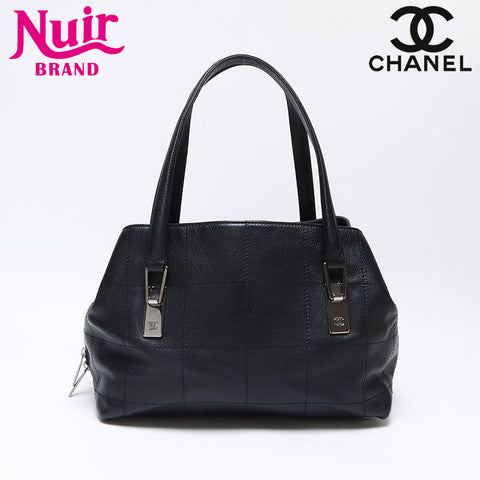 シャネル CHANEL チョコバー レザー ショルダーバッグ ブラック WS12358