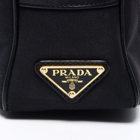 プラダ PRADA ロゴ キャンバス リボン カナパ ジャガード ショルダーバッグ ブラック WS12361