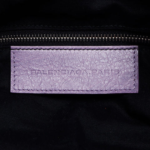 Balenciaga Mini Giant Pom Pom Kagole Leather Silver Hardware Shoulder Bag Purple WS12363