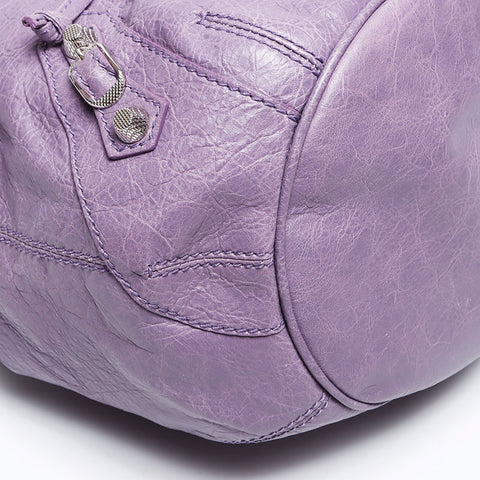 Balenciaga Mini Giant Pom Pom Kagole Leather Silver Hardware Shoulder Bag Purple WS12363