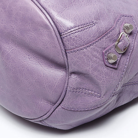 Balenciaga Mini Giant Pom Pom Kagole Leather Silver Hardware Shoulder Bag Purple WS12363