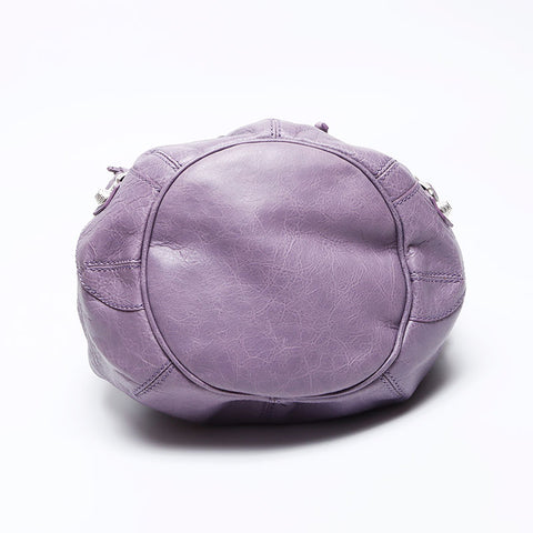 Balenciaga Mini Giant Pom Pom Kagole Leather Silver Hardware Shoulder Bag Purple WS12363
