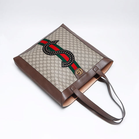 グッチ GUCCI S T ラインストーン GG スプリーム オフィディア トートバッグ ベージュ WS12367