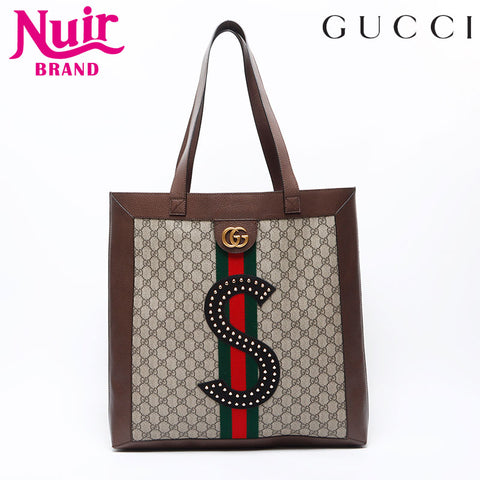 グッチ GUCCI S T ラインストーン GG スプリーム オフィディア トートバッグ ベージュ WS12367