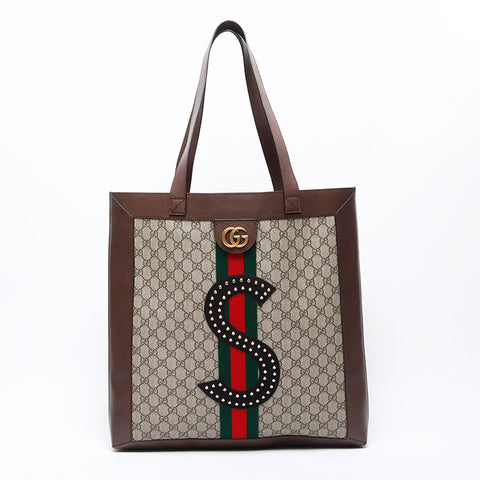 グッチ GUCCI S T ラインストーン GG スプリーム オフィディア トートバッグ ベージュ WS12367