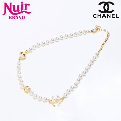 Chanel B23K Coco Mark Pearl 2023 Necklace White Gold WS12368