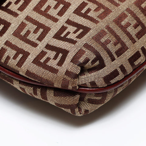 FENDI Zucchino Mamma Pochette Shoulder Bag Brown WS12375
