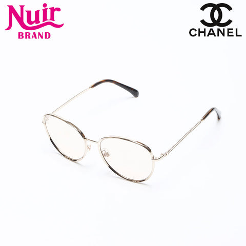 Chanel CHANEL Colored Lens Chain Motif Glasses Brown WS12382