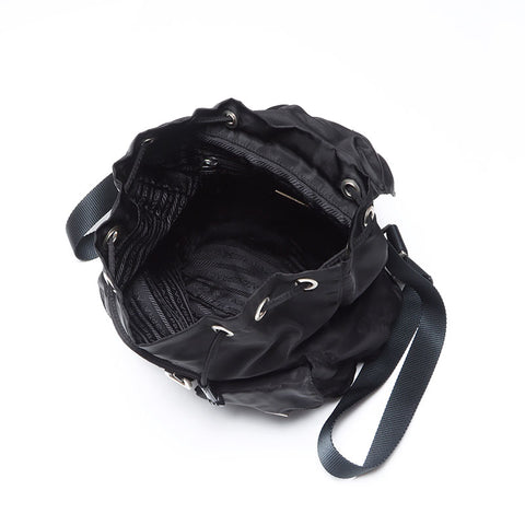 Prada Nylon Triangle Logo Tag Backpack / Daypack Black WS12384