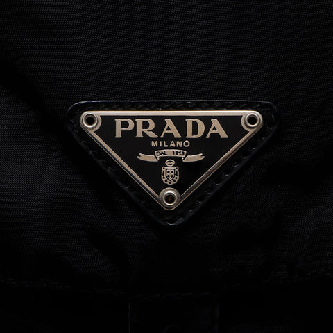 Prada Nylon Triangle Logo Tag Backpack / Daypack Black WS12384