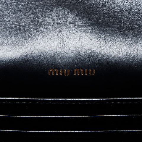 MIU MIU St.Cocco Chaîne en cuir en relief Sac à épaule en cristal noir WS12390