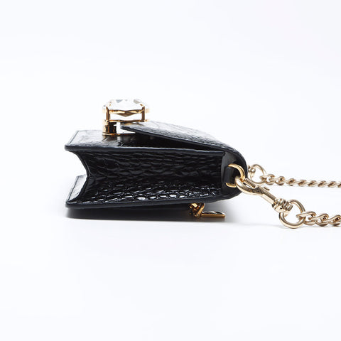 MIU MIU St.Cocco Chaîne en cuir en relief Sac à épaule en cristal noir WS12390