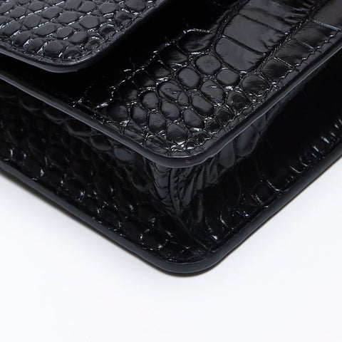 MIU MIU St.Cocco Chaîne en cuir en relief Sac à épaule en cristal noir WS12390