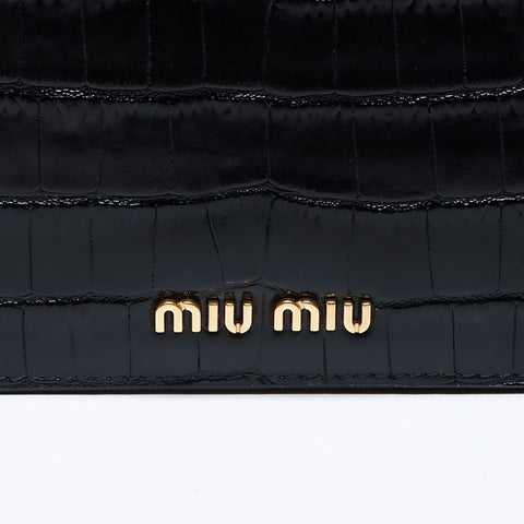 MIU MIU St.Cocco Chaîne en cuir en relief Sac à épaule en cristal noir WS12390