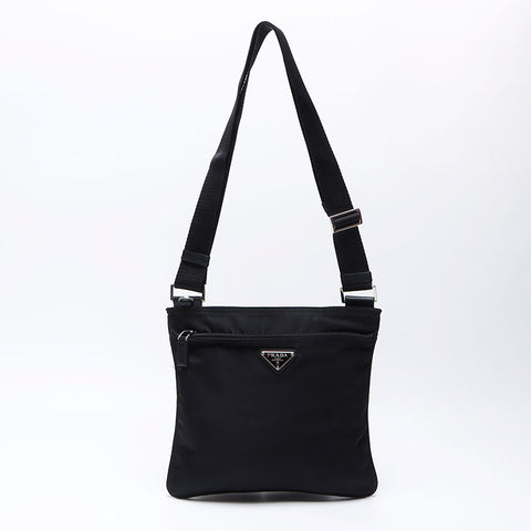 PRADA Triangle Logo Tag Nylon Sac à épaule noir WS12391