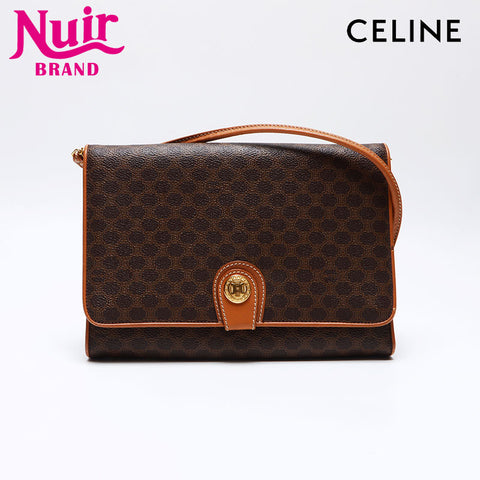 CELINE Macadam Flap Bag Shoulder Bag Brown WS12392