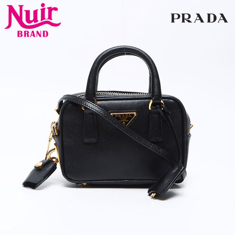 PRADA Mini SAFFIANO 2WAY TRIANGLE LOGO SAGLE SAGLE BLACK WS12399