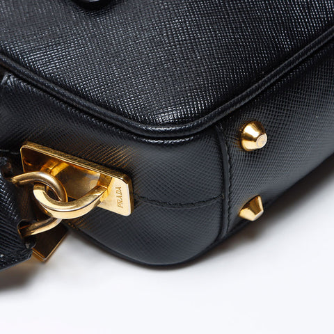 PRADA 迷你 Saffiano 2way 三角形徽标单肩包黑色 WS12399