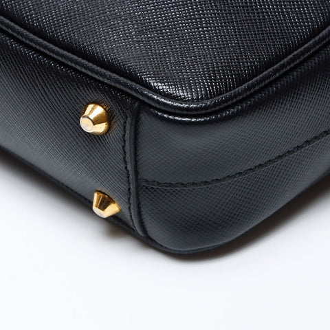 PRADA Mini Saffiano 2way Triangle Logo Shoulder Bag black WS12399