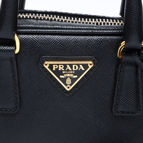 PRADA Mini Saffiano 2way Triangle Logo Shoulder Bag black WS12399