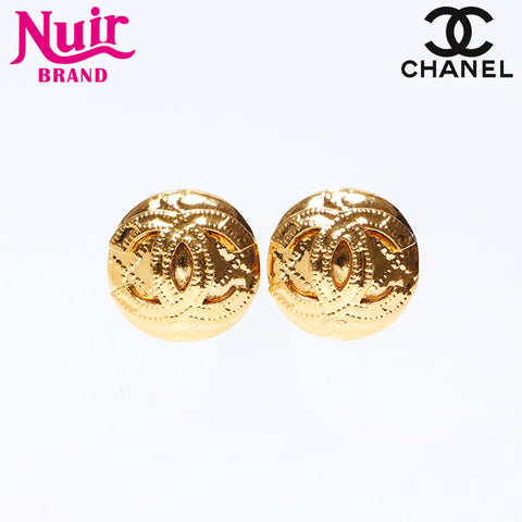 Chanel CHANEL 94P 1994 Round Matelasse Coco Mark Earrings Gold WS12402