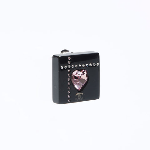 Chanel CHANEL 04A 2004 Heart Coco Mark Earrings Black WS12403