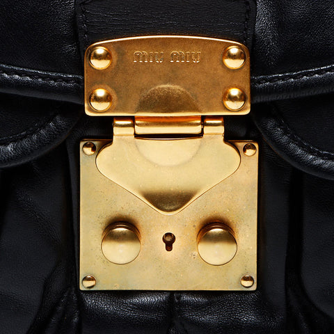 miu miu miu Matterasse皮革岩2way肩带黑色WS12406