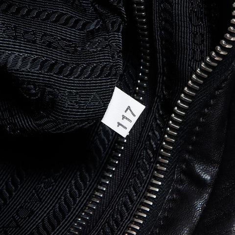 PRADA Logo 2way Leather Shoulder Bag Black WS12407