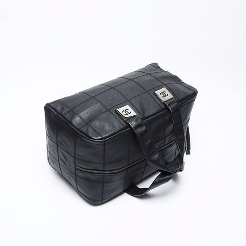 Chanel CHANEL 2004-2005 No. 9 Chocolate Bar Calfskin Bowling Boston Bag Black WS12416