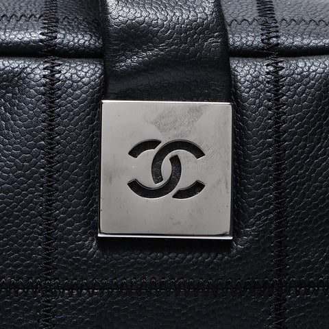 Chanel CHANEL 2004-2005 No. 9 Chocolate Bar Calfskin Bowling Boston Bag Black WS12416