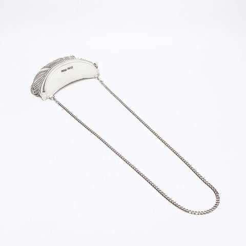 Miu Miu Matelasse Crystal Waist Bag 2way SilverMetal 2019 Nappa Shoulder Bag white WS12418