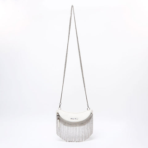 Miu Miu Matelasse Crystal Waist Bag 2way SilverMetal 2019 Nappa Shoulder Bag white WS12418