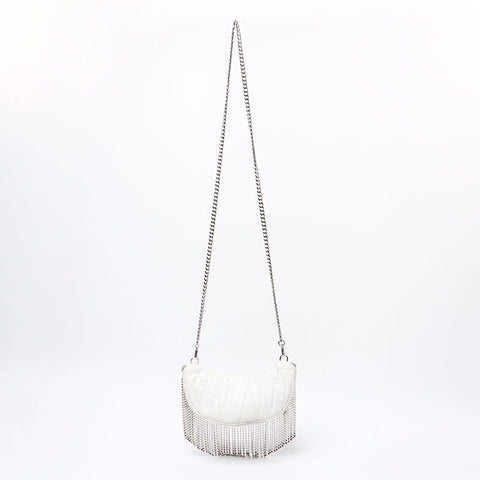 Miu Miu Matelasse Crystal Waist Bag 2way SilverMetal 2019 Nappa Shoulder Bag white WS12418