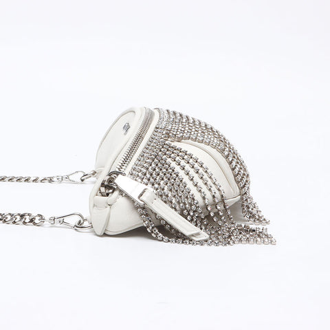 Miu Miu Matelasse Crystal Waist Bag 2way SilverMetal 2019 Nappa Shoulder Bag white WS12418