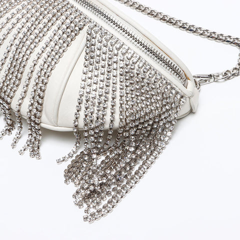 Miu Miu Matelasse Crystal Waist Bag 2way SilverMetal 2019 Nappa Shoulder Bag white WS12418