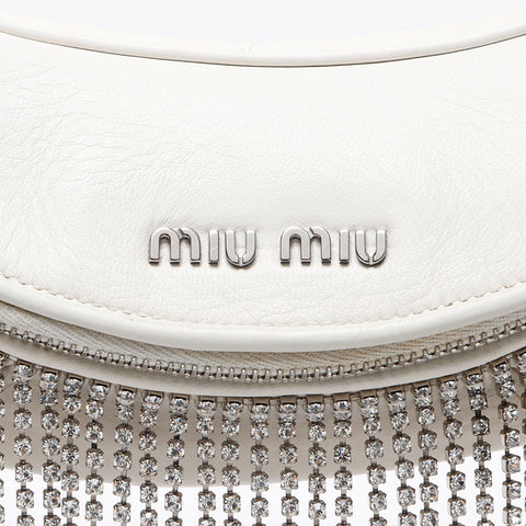 Miu Miu Matelasse Crystal Waist Bag 2way SilverMetal 2019 Nappa Shoulder Bag white WS12418