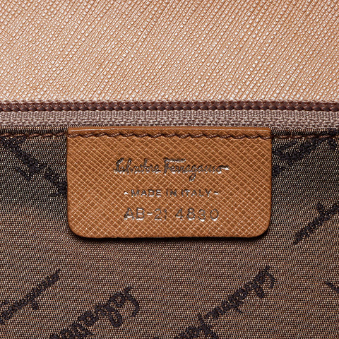Salvatore Ferragamo Leather Silver Fittings Gancini 2-way Handbag Beige WS12420