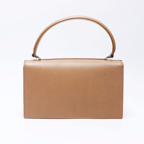 Salvatore Ferragamo Leather Silver Fittings Gancini 2-way Handbag Beige WS12420