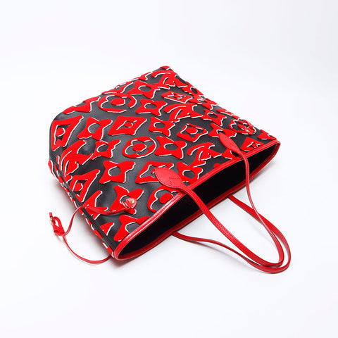 Louis Vuitton LOUIS VUITTON 2020 Urus Fisher Neverfull MM Pouch Tote Bag Black Red WS12422