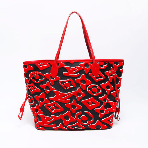 Louis Vuitton LOUIS VUITTON 2020 Urus Fisher Neverfull MM Pouch Tote Bag Black Red WS12422