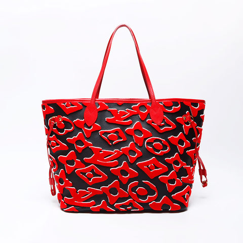 Louis Vuitton LOUIS VUITTON 2020 Urus Fisher Neverfull MM Pouch Tote Bag Black Red WS12422